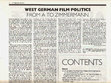 Research paper thumbnail of West German Film Politics: From A to Zimmermann