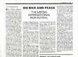 Research paper thumbnail of Of War and Peace. International Leipzig Film Festival