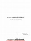 CE 1252 – STRENGTH OF MATERIALS Cover Page