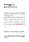 Research paper thumbnail of Heidegger e a posición nihilista. Unha lectura do discurso do reitorado