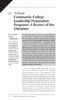 Research paper thumbnail of Community College Leadership Preparation Programs: A Review of the Literature