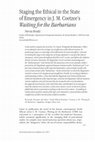 Research paper thumbnail of Staging the Ethical in the State of Emergency in J. M. Coetzee's Waiting for the Barbarians; Primerjalna književnost (Ljubljana) 40.2 (2017)