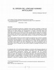 Research paper thumbnail of EL ORÍGEN DEL LENGUAJE HUMANO ARTICULADO