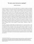 Research paper thumbnail of "El arte como forma de realidad"