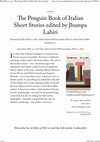 Research paper thumbnail of Review of The Penguin Book of Italian Short Stories edited by Jhumpa Lahiri