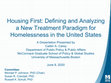 Housing First: Defining and Analyzing a New Treatment Paradigm for Homelessness in the United States Introduction: Background Information Cover Page