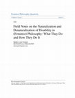 Research paper thumbnail of Field Notes on the Naturalization and Denaturalization of Disability in (Feminist) Philosophy: What They Do and How They Do It