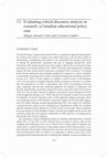 Research paper thumbnail of Evaluating CDA in research: A Canadian Educational Policy Case