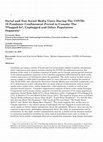 Research paper thumbnail of Social and Non Social Media Users During The COVID- 19 Pandemic Confinement Period in Canada: The "Plugged-In", Unplugged and Other Population Segments (co-authored with Fernando Mata, Associate Faculty, School of Sociology and Anthropology, University of Ottawa)