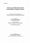 Research paper thumbnail of Tolerance, Interfaith Unity and the Responsibilities of Religious Scholars