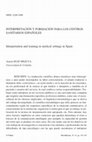 Research paper thumbnail of Interpretación y formación para los centros sanitarios españoles