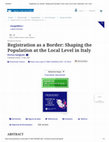 Registration as a Border: Shaping the Population at the Local Level in Italy Cover Page