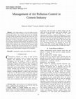 Management of Air Pollution Control in Cement Industry Cover Page