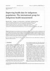 Improving health data for indigenous populations: The international group for indigenous health measurement Cover Page