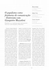 Research paper thumbnail of O Populismo como fenómeno de Comunicação - Entrevista com Gianpietro Mazzoleni
Populism as a communication phenomenon - Interview with Gianpietro Mazzoleni