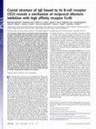 Crystal structure of IgE bound to its B-cell receptor CD23 reveals a mechanism of reciprocal allosteric inhibition with high affinity receptor Fc?RI Cover Page