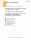 Research paper thumbnail of Total phenolic content and antioxidant capacity of extracts obtained from six important fruit residues