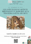 Research paper thumbnail of Gli antichi degli antichi. Riflessioni in margine alla tragedia latina arcaica, «Satura lanx. Pomeriggi primaverili tra letteratura, teatro e storia», Lucca  10 maggio 2021