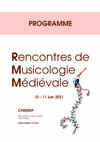 Research paper thumbnail of Rencontres de Musicologie Médiévale (10-11 juin 2021)