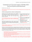 Research paper thumbnail of Comments on T. Ciccone's paper of 20 May 2021: Sea level Hysteria and distortions