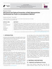 Research paper thumbnail of Structural and Optical Properties of BaO Nanoparticles Synthesized by Facile Co-precipitation Method