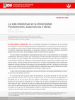 Research paper thumbnail of Reseña de Lorda, J.L. (2016): La vida intelectual en la Universidad. Fundamentos, experiencias y libros. Eunsa: Pamplona