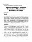 Research paper thumbnail of Remote Causes and Counseling Implications of Examination Malpractice in Nigeria