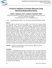 Research paper thumbnail of Construct Validation of Anxiety Measures Using Multitrait-Multimethod Matrix