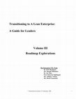 Transitioning to a Lean Enterprise: A Guide for Leaders, Volume III, Roadmap Explorations Cover Page