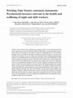 Working Time Society consensus statements: Psychosocial stressors relevant to the health and wellbeing of night and shift workers Cover Page