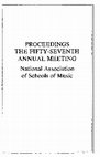 PROCEEDINGS THE FIFTY-SEVENTH ANNUAL MEETING National Association of Schools of Music Cover Page