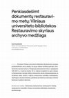 Research paper thumbnail of Fifty Years of Document Conservation: Archival Material of the Restoration Department of the Vilnius University Library