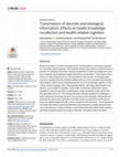 Research paper thumbnail of Transmission of disorder and etiological information: Effects on health knowledge recollection and health-related cognition