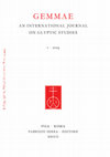 Research paper thumbnail of GEMMAE AN INTERNATIONAL JOURNAL ON GLYPTIC STUDIES 1 · 2019 PISA · ROMA FABRIZIO SERRA · EDITORE MMXIX