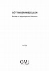 GöttinGer Miszellen Beiträge zur ägyptologischen Diskussion Heft 258 Cover Page