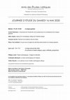 Research paper thumbnail of Programme de la journée d'étude du 16 mai 2020