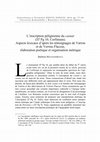 Research paper thumbnail of L’inscription pélignienne du casnar (ST Pg 10, Corfinium). Aspects lexicaux d’après les témoignages de Varron et de Verrius Flaccus, élaboration poétique et organisation métrique.