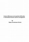 Cultural differences and expatriate difficulties in international Human resource management Cover Page