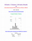 Research paper thumbnail of H-Index / Citation / i10 index Details of International Journal of Recent advances in Physics (IJRAP