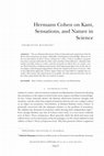 Research paper thumbnail of Hermann Cohen on Kant, Sensations and Nature in Science