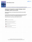 Urban Water Journal Evolution of research on water leakage control strategies: where are we now Cover Page