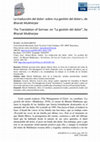 Research paper thumbnail of La traducción del dolor: sobre «La gestión del dolor», de Bharati Mukherjee The Translation of Sorrow: on "La gestión del dolor", by Bharati Mukherjee