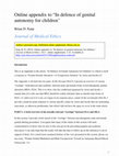 Research paper thumbnail of Online appendix to "In defence of genital autonomy for children"