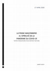 Research paper thumbnail of LA FRANC-MAÇONNERIE A L'EPREUVE DE LA PANDEMIE DU COVID-19 TEXTES FONDATEURS D'UN CONTRAT NATUREL