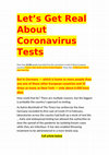 Research paper thumbnail of Let’s Get Real About Coronavirus Tests