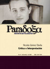 Research paper thumbnail of Paradoxa No 14 Diciembre de 2007 Nicolás Gómez Dávila Crítica e Interpretación