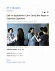 Call for Applications: Care, Caring and Repair, Saas-Fee Summer Institute of Art on-line program Cover Page