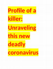 Research paper thumbnail of Profile of a killer AN INTRODUCTION TO THE REAL COVID 19