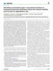 Research paper thumbnail of Hereditary tyrosinemia type I–associated mutations in fumarylacetoacetate hydrolase reduce the enzyme stability and increase its aggregation rate