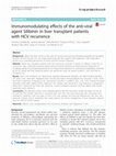 Research paper thumbnail of Immunomodulating effects of the anti-viral agent Silibinin in liver transplant patients with HCV recurrence